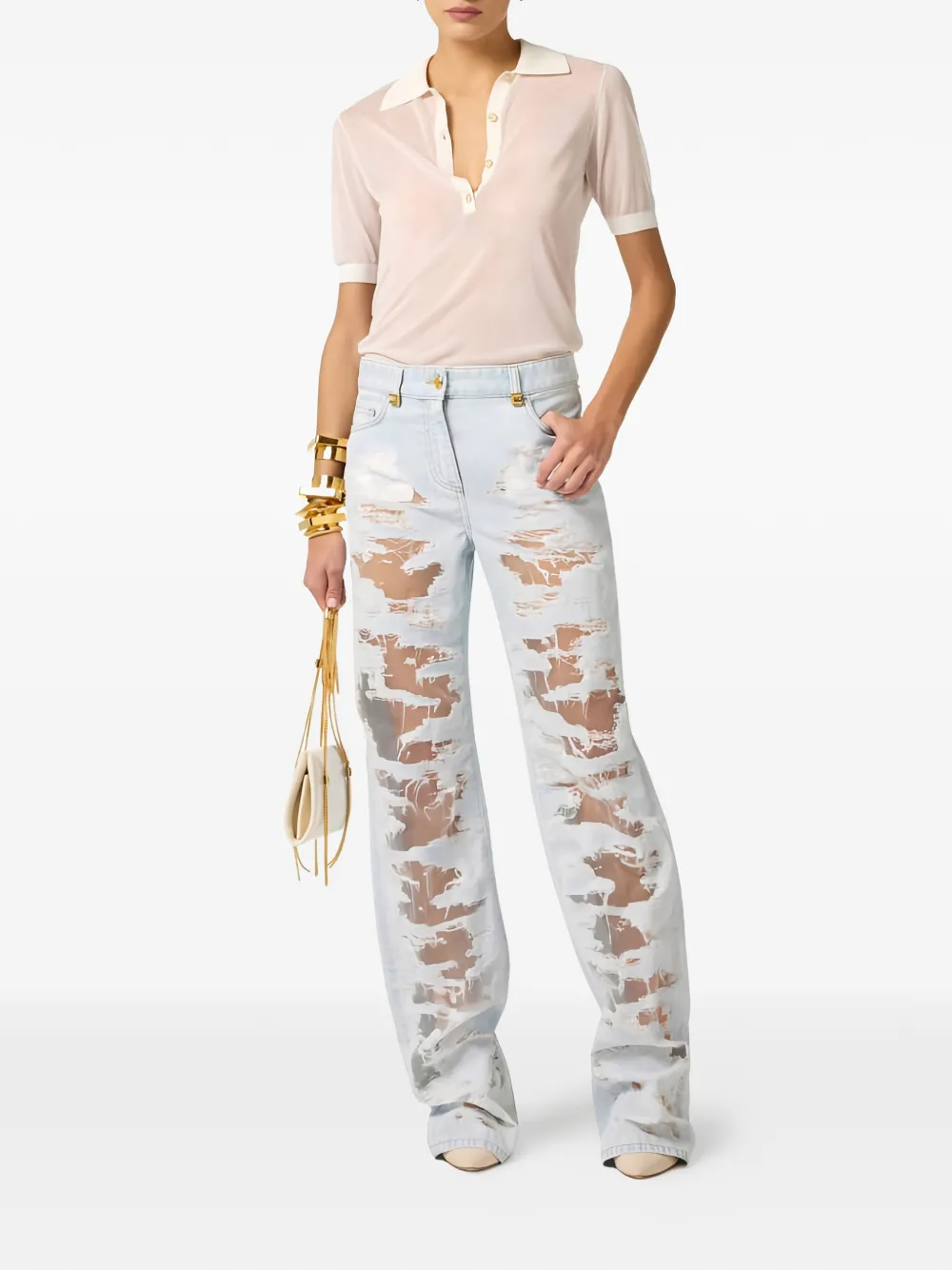 Elisabetta Franchi Destroyed Jeans - Blue 