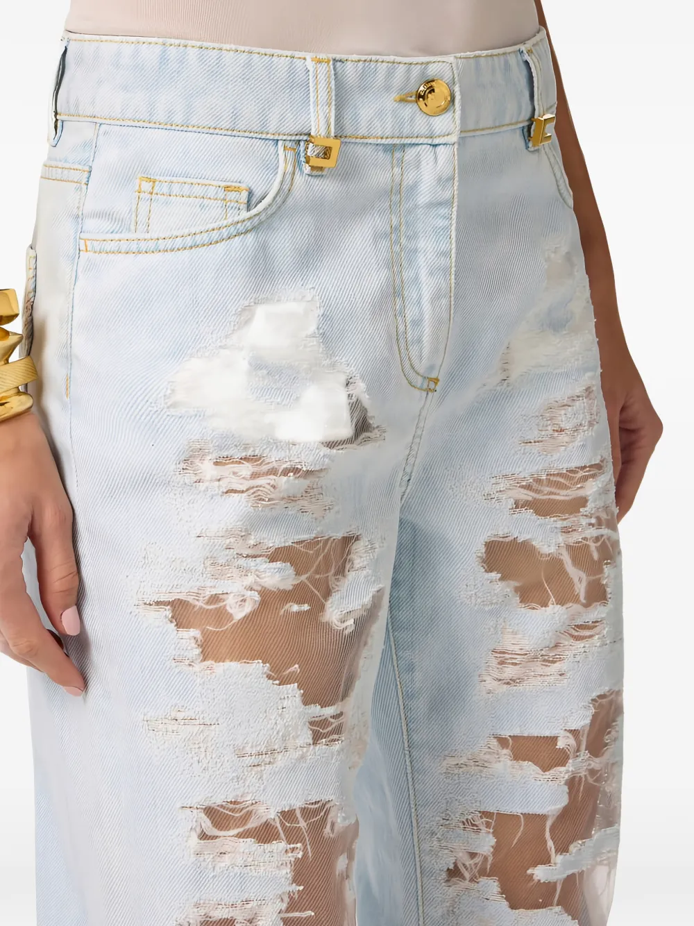Elisabetta Franchi Gerafelde jeans Blauw