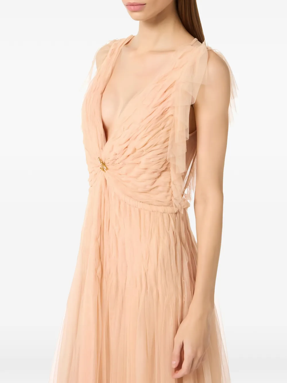 Elisabetta Franchi Maxi-jurk met ruches Beige