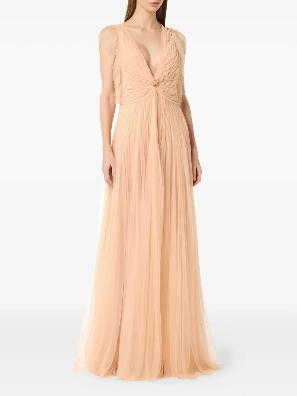 Elisabetta Franchi Maxi-jurk met ruches Beige