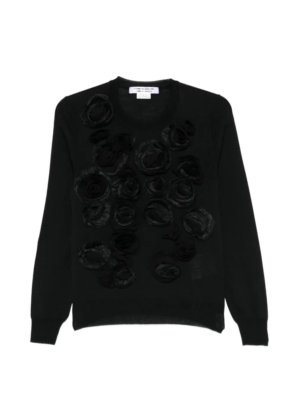 Comme Des Garçons Comme Des Garçons flower-appliqué sweater - Schwarz
