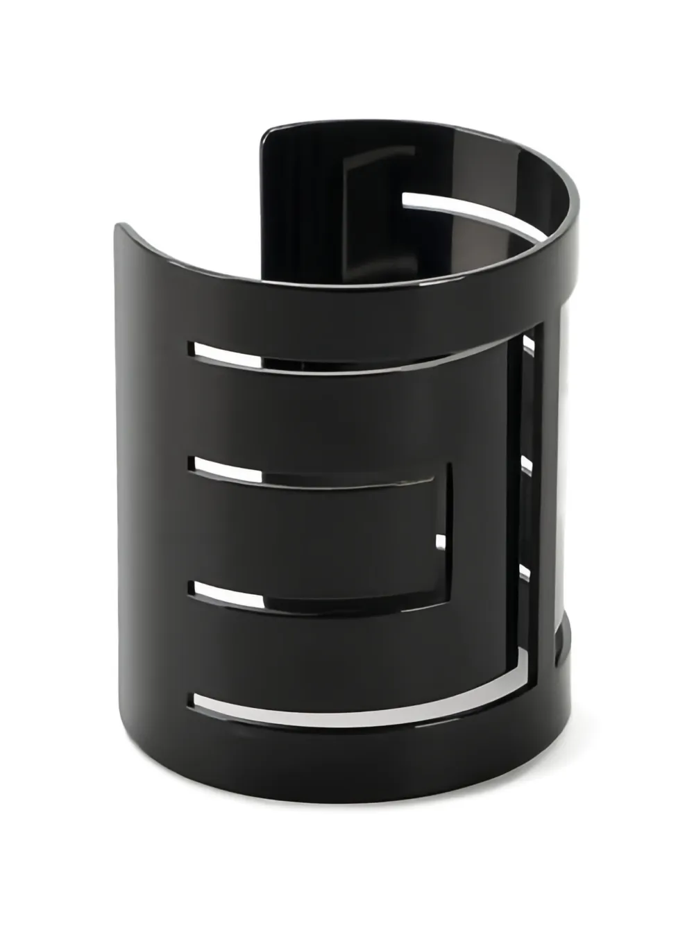 Elisabetta Franchi cut-out logo-embossed cuff bracelet - Nero