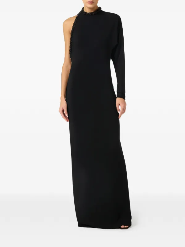 新品✨ エリザベッタフランキ ワンショルダージップデザインドレス ワンピース 黒 Elisabetta Franchi ワンショルダーマキシドレス | ブラック | FARFETCH JP