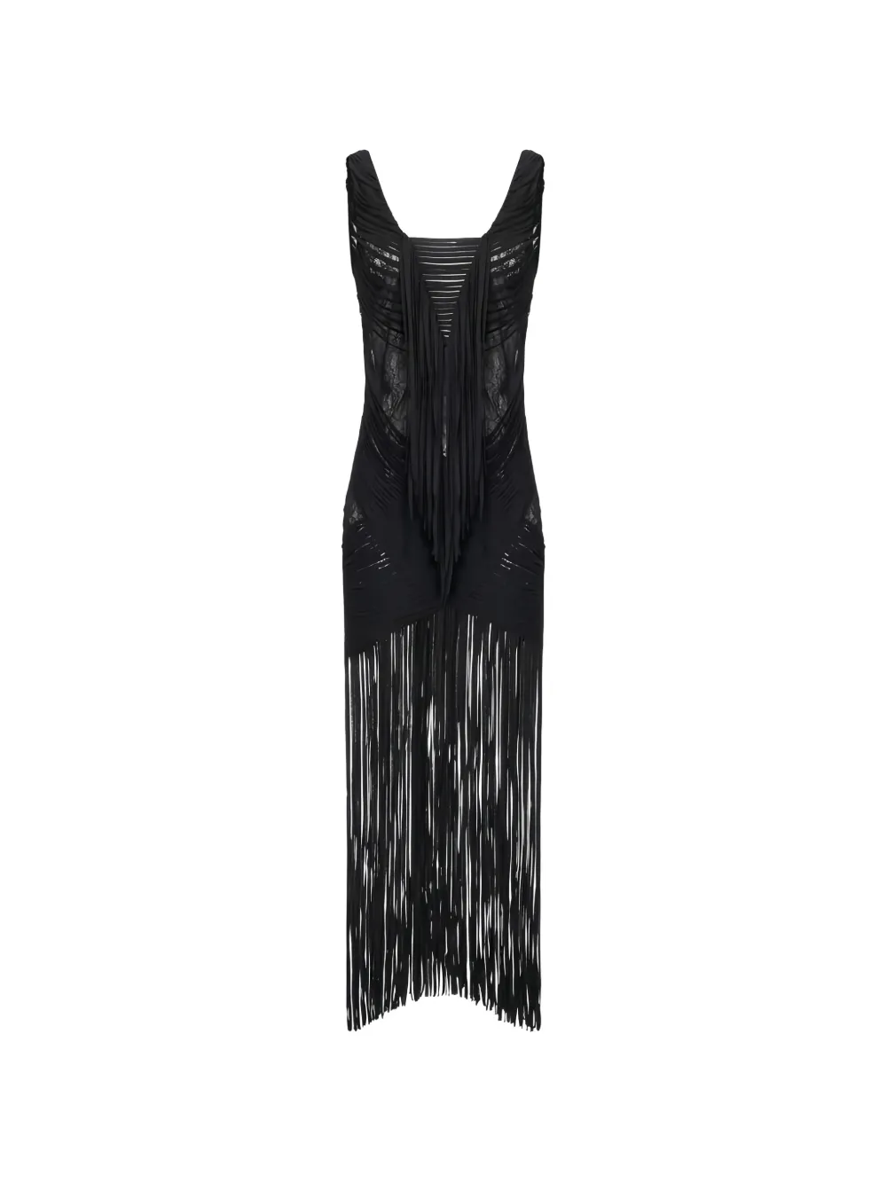Elisabetta Franchi fringed midi dress - Nero