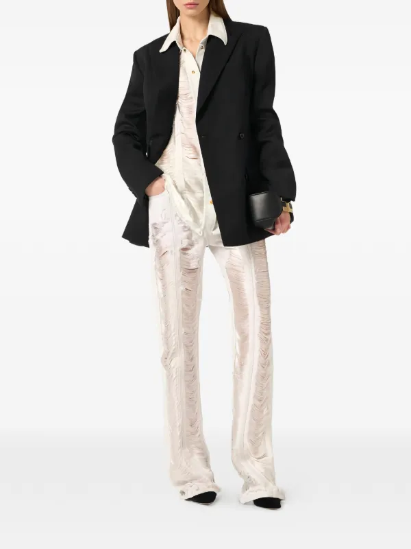 Elisabetta Franchi Distressed Fringed Shirt | Neutrals | FARFETCH