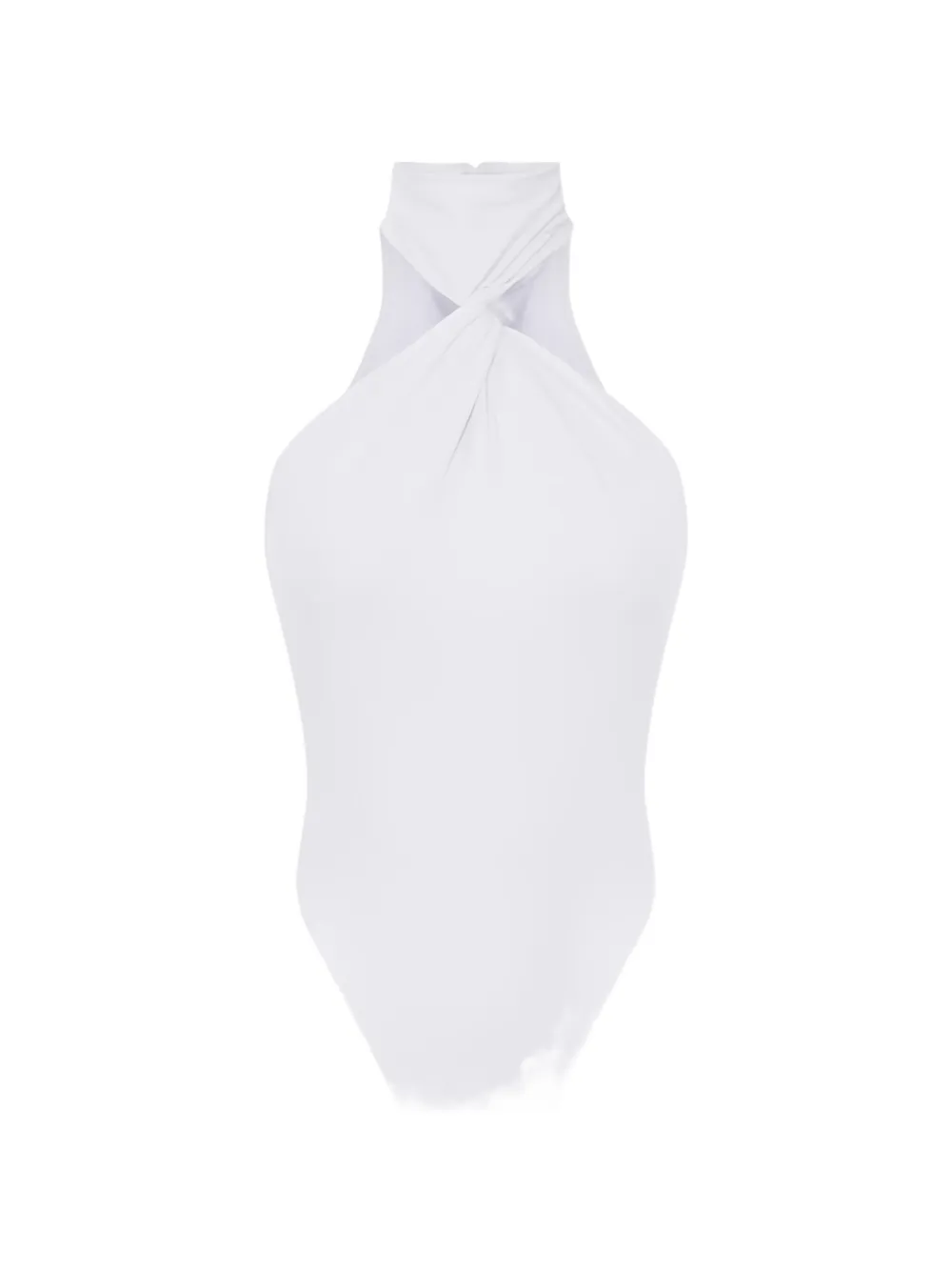 Elisabetta Franchi twisted-neckline crêpe-jersey bodysuit - Weiß