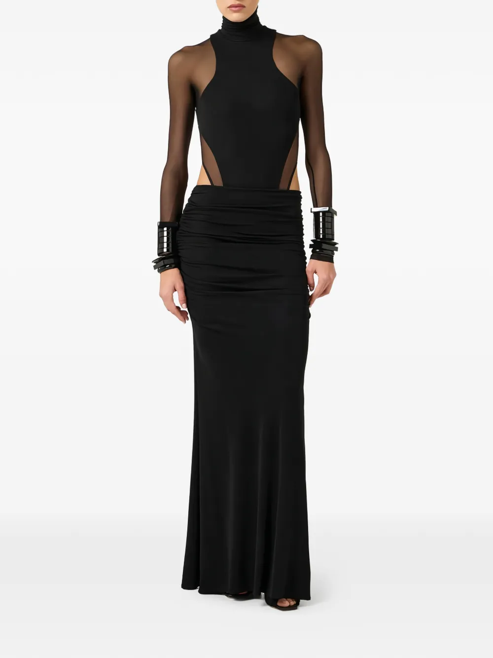 Elisabetta Franchi Tulen body met col Zwart