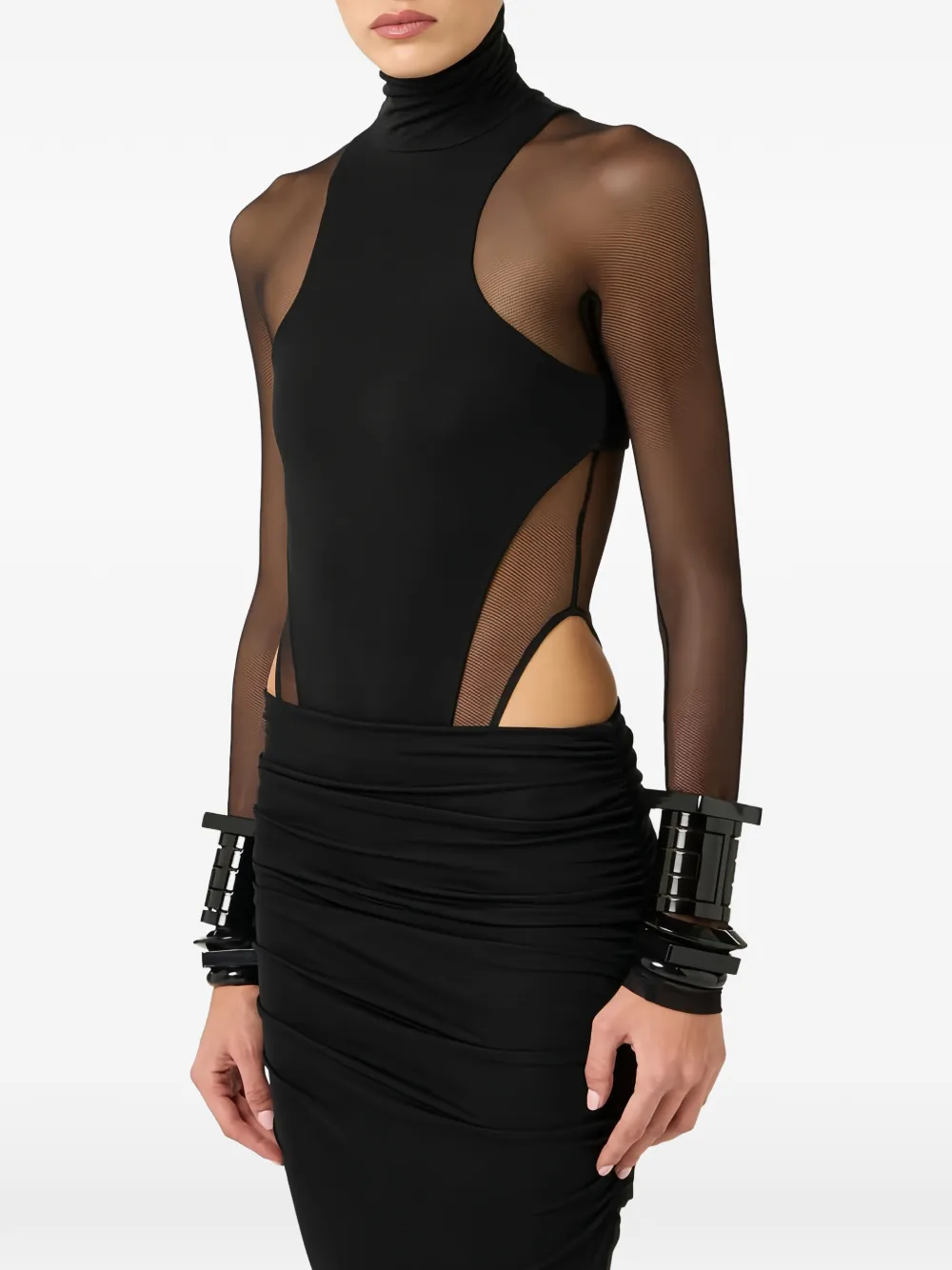 Elisabetta Franchi Tulen body met col Zwart