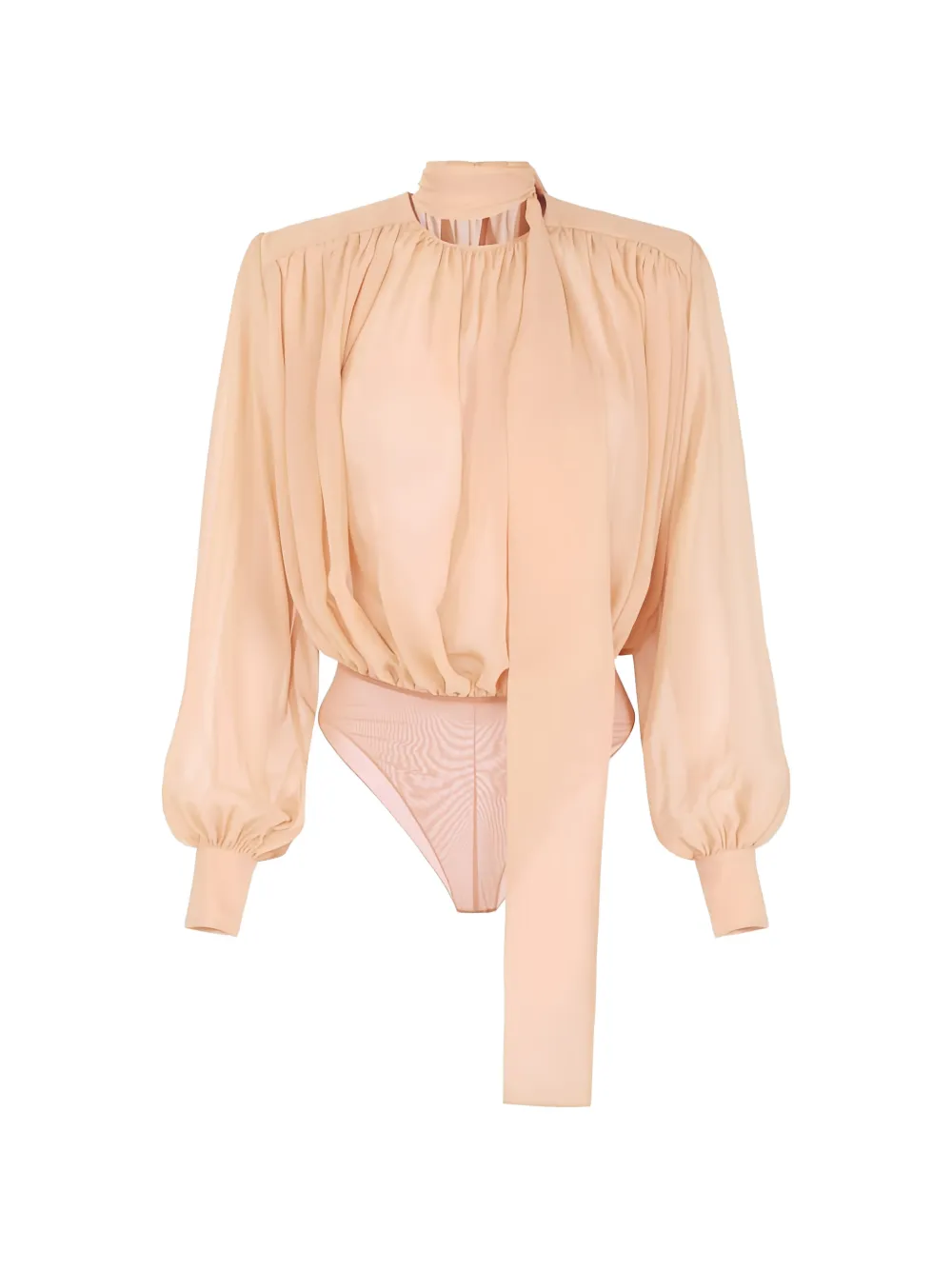 Elisabetta Franchi silk georgette sash-detail bodysuit - Nude