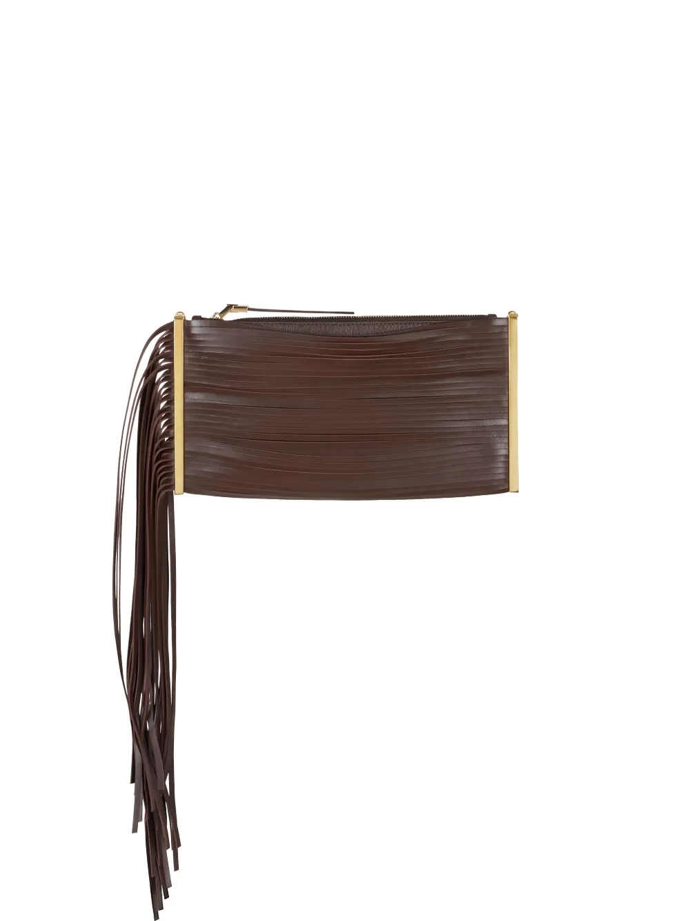 Elisabetta Franchi fringed leather shoulder bag - Marrone