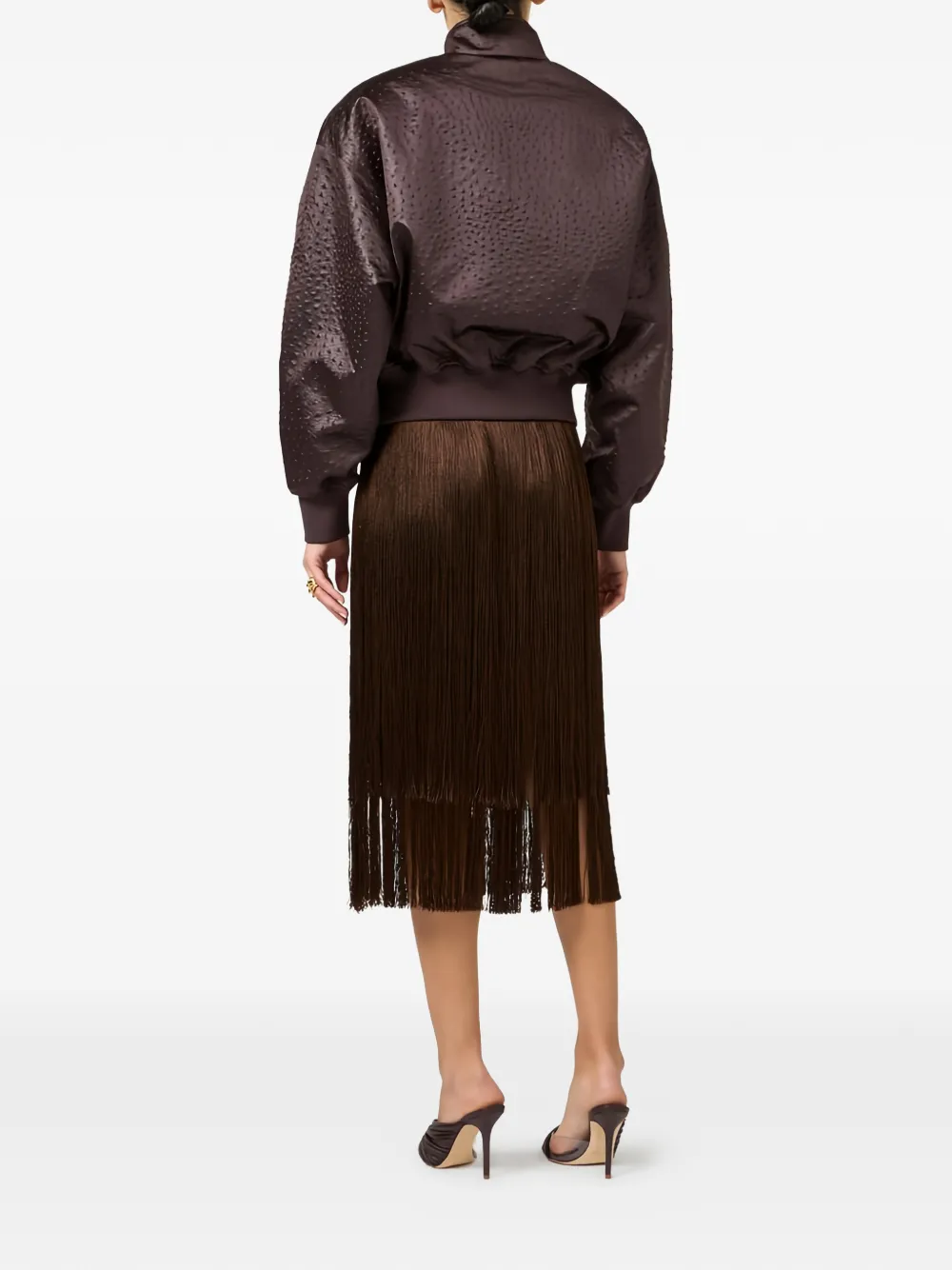 Ostrich-Print Taffeta Jacket