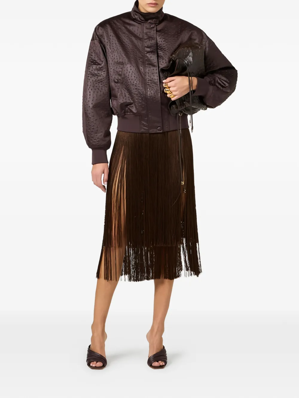 Ostrich-Print Taffeta Jacket