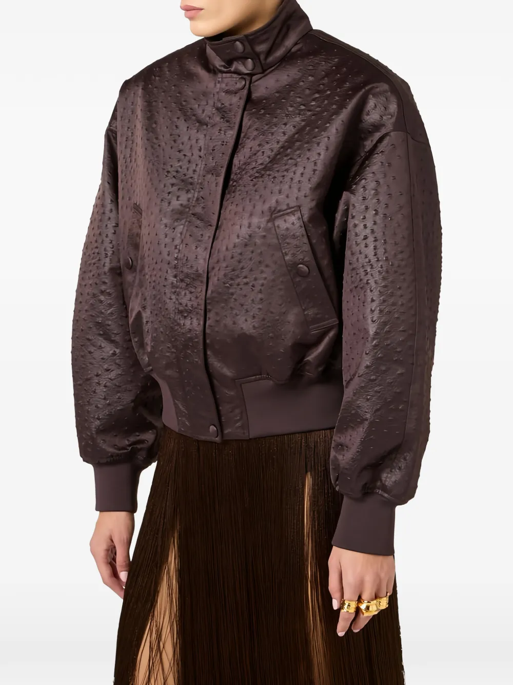 Ostrich-Print Taffeta Jacket
