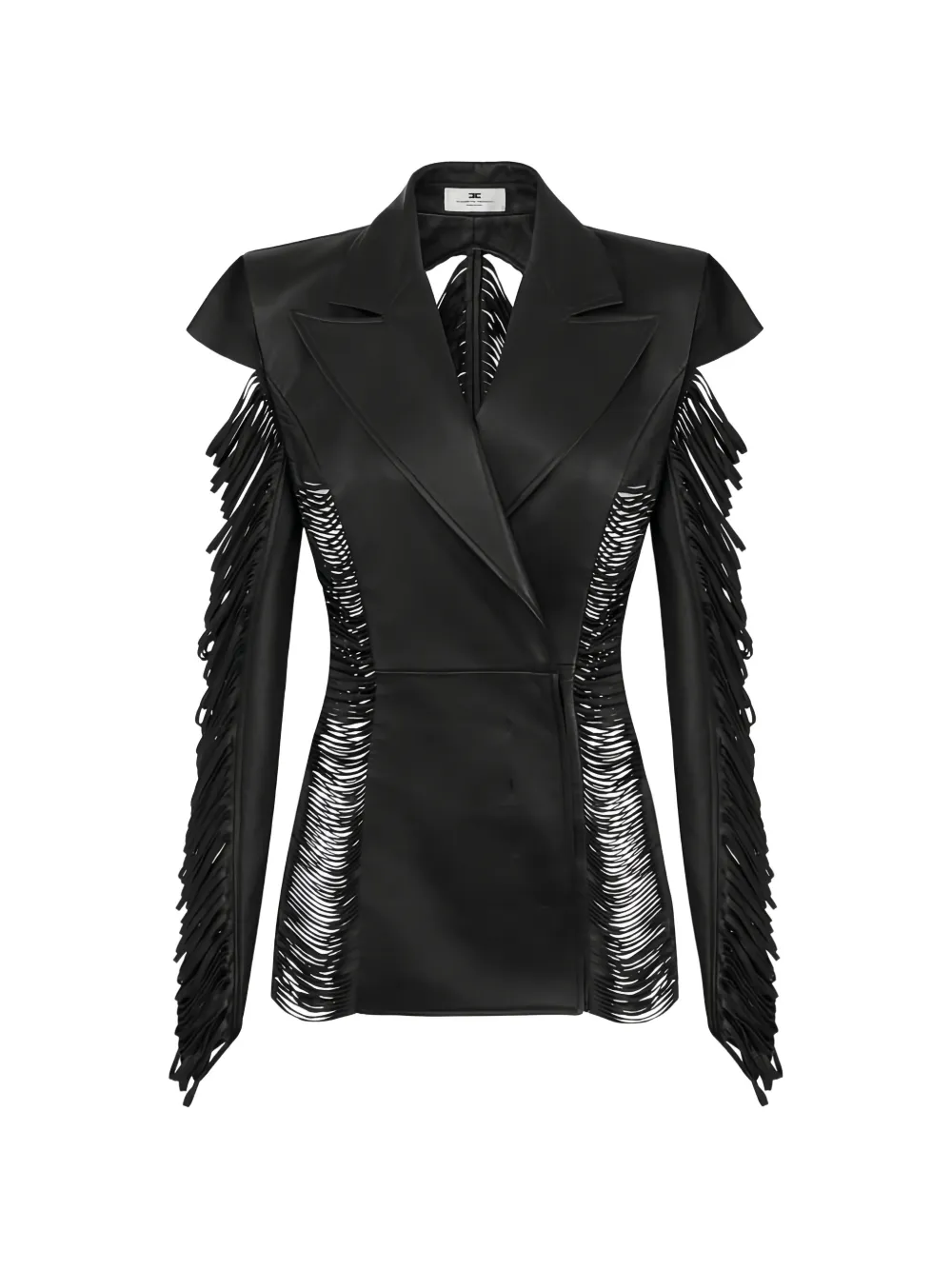 Elisabetta Franchi double-breasted fringed leather jacket - Nero