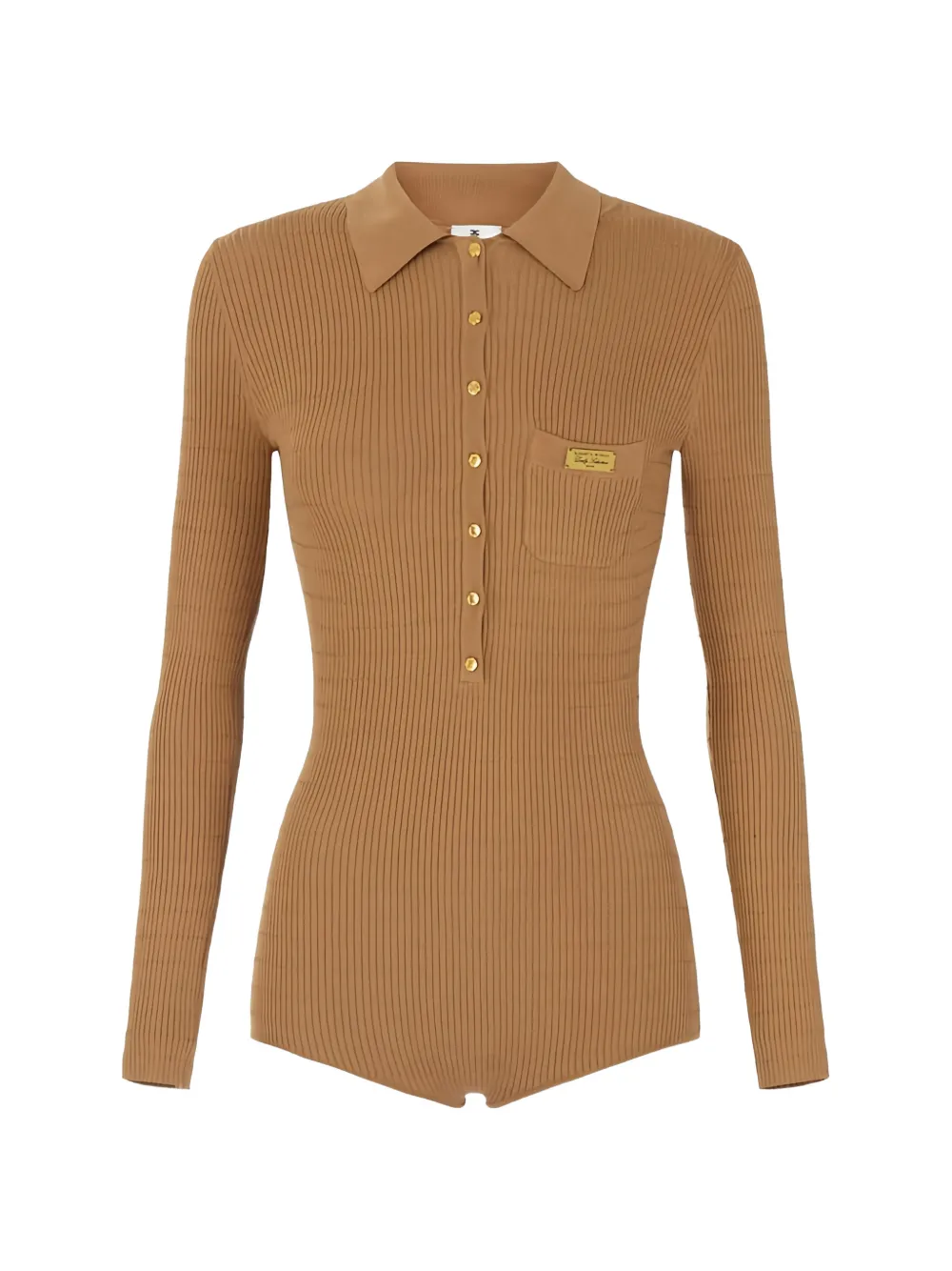 Elisabetta Franchi micro-cable knit jumpsuit - Marrone