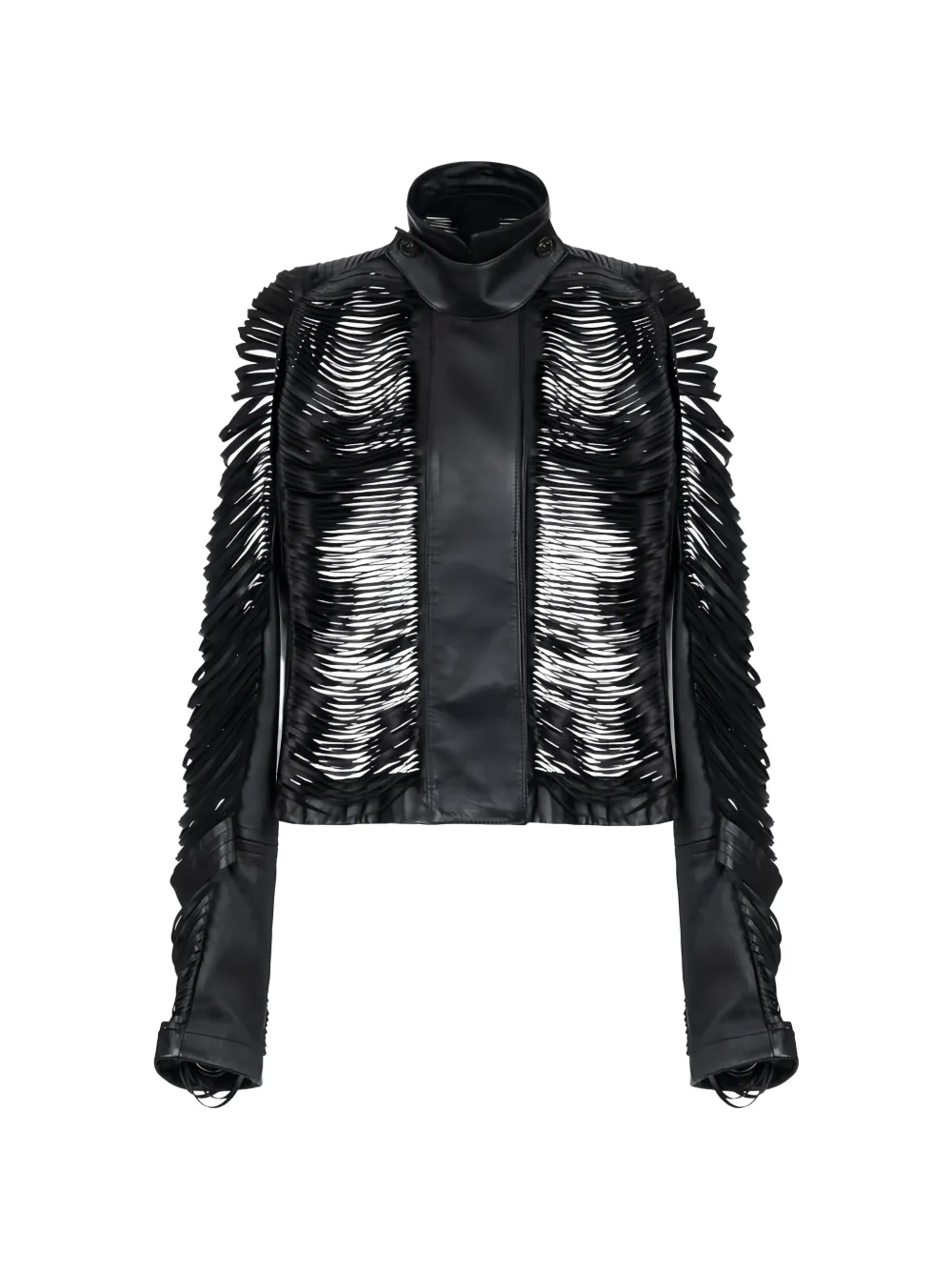 Elisabetta Franchi fringed leather jacket - Nero