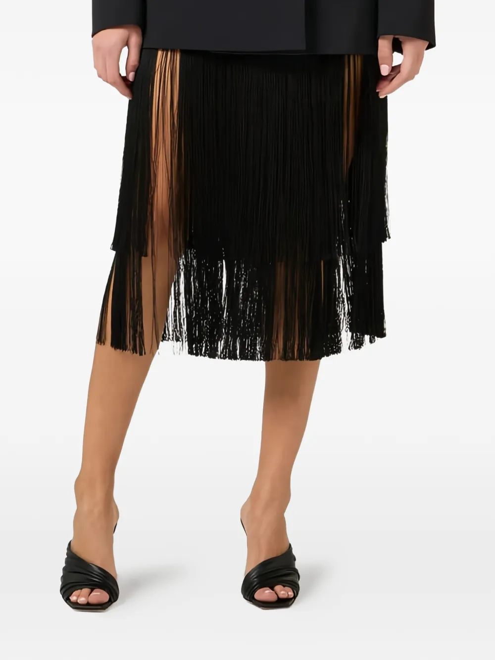 Elisabetta Franchi Skirt With Fringes | Black | FARFETCH