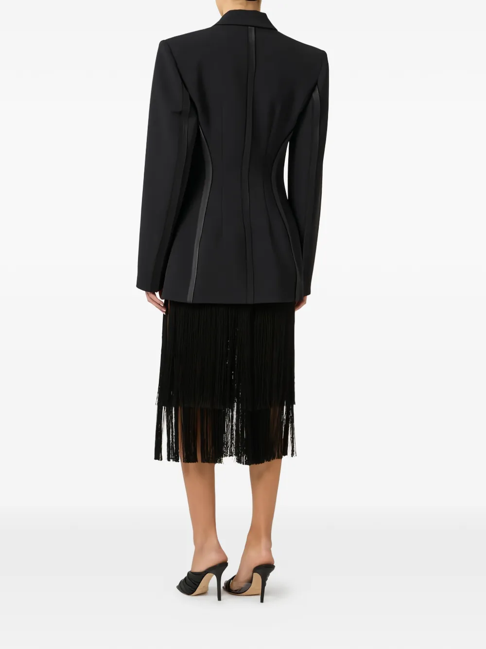  Elisabetta Franchi Satin-lapels Double-breasted Blazer - Black 