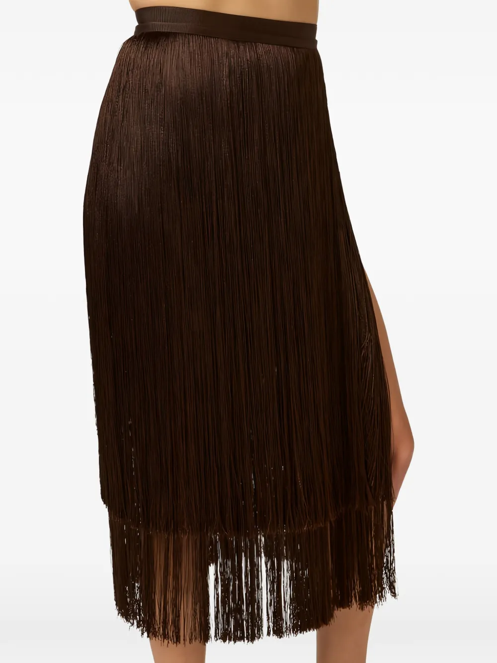Elisabetta Franchi Midi-rok met franje Bruin