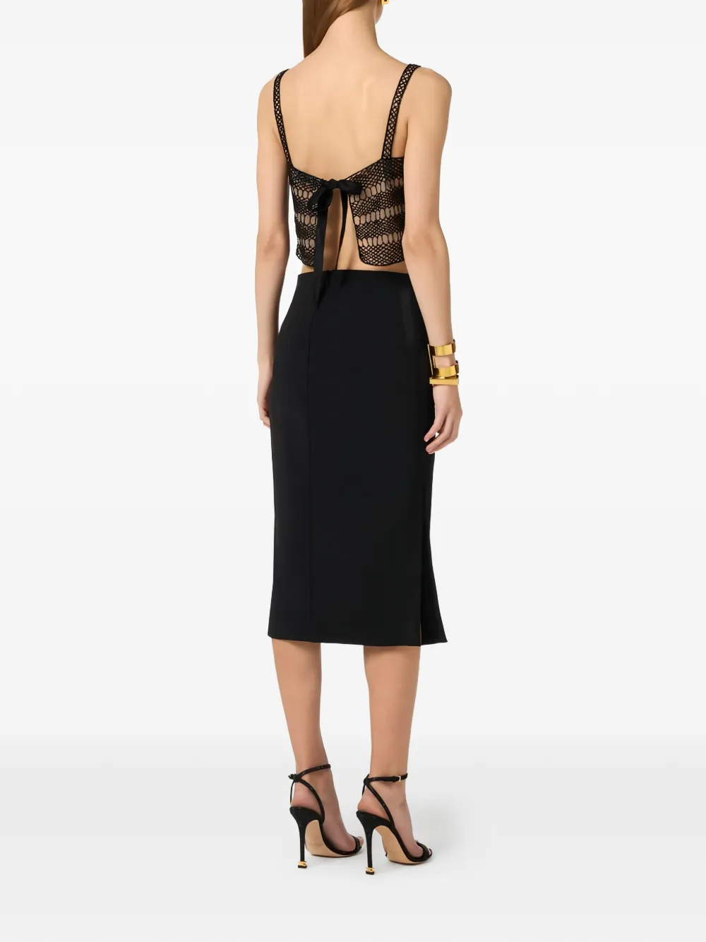  Elisabetta Franchi Open-work Band Top - Black 