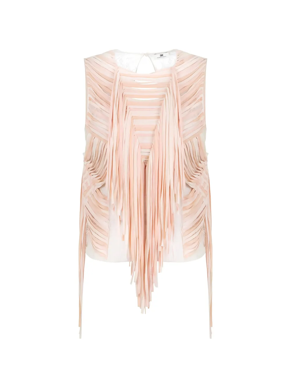 Elisabetta Franchi floral-lace fringed top - Rosa
