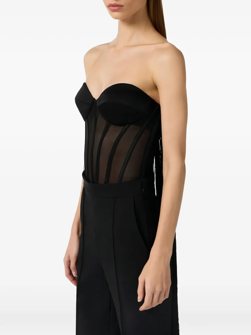 Elisabetta Franchi Bustier top met franje Zwart