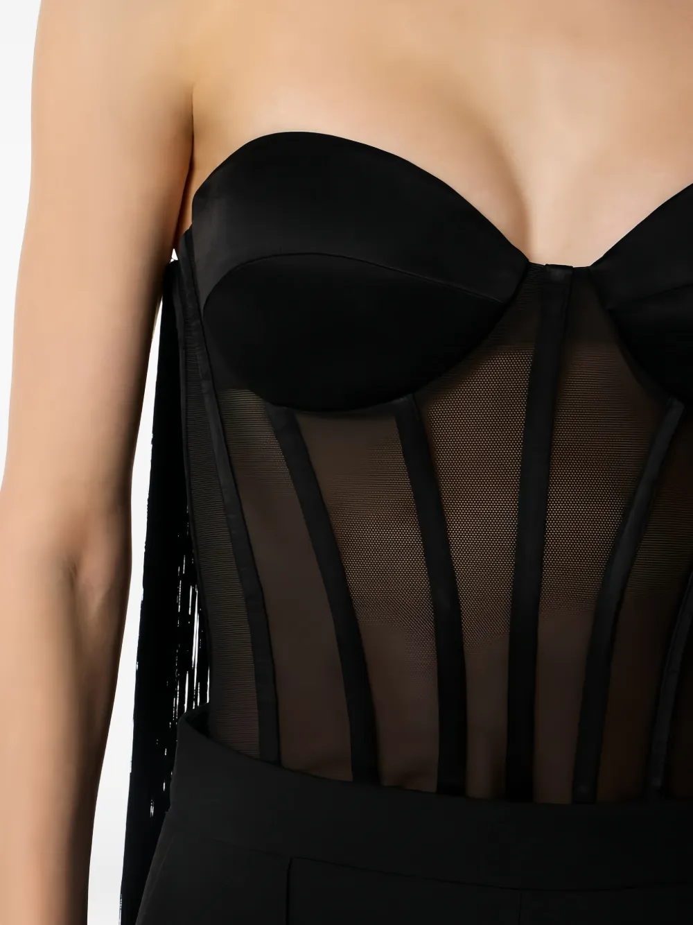 Elisabetta Franchi Bustier top met franje Zwart