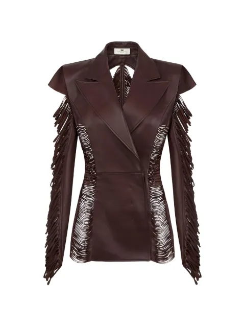 Elisabetta Franchi double-breasted fringed leather jacket