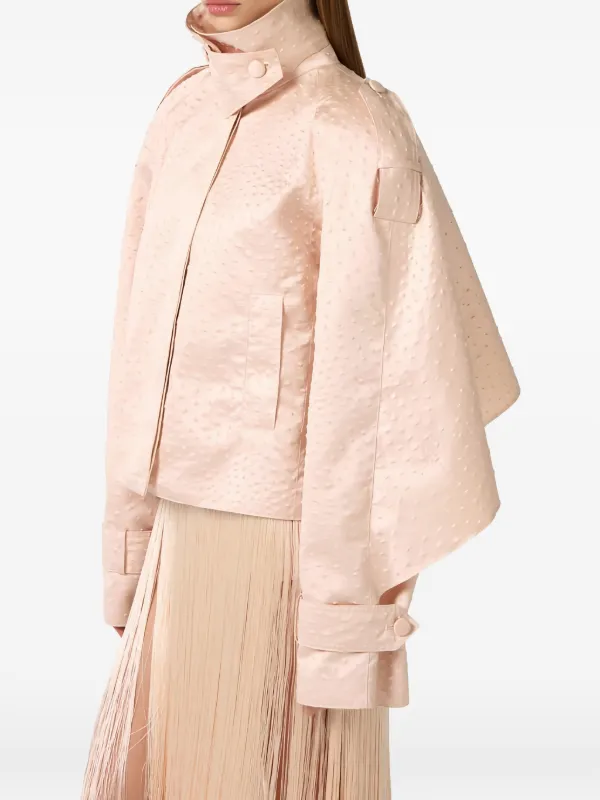 Elisabetta Franchi ostrich-print Taffeta Jacket | Pink | FARFETCH RO