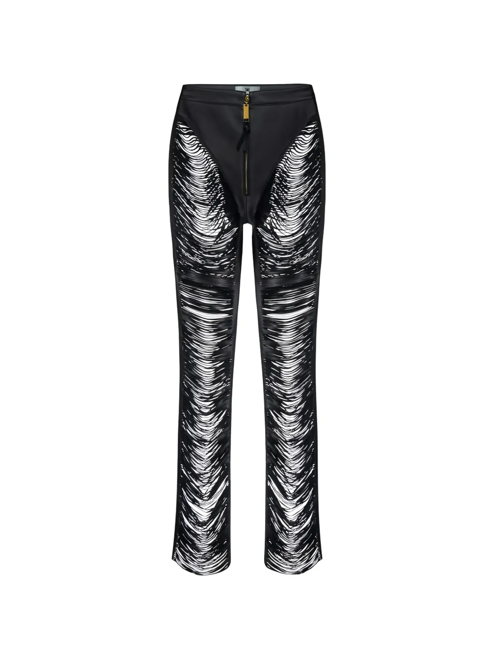 Elisabetta Franchi fringed nappa leather trousers - Schwarz