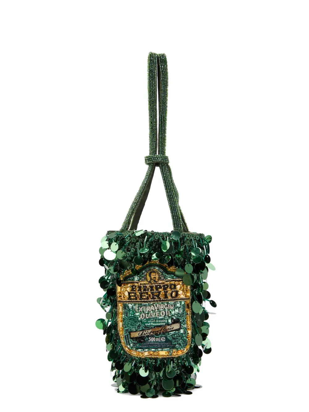 Anya Hindmarch sequin-embellished beaded tote bag - Verde