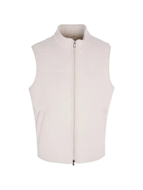 Barba Zip-fastening Quilted Gilet in Neutrals