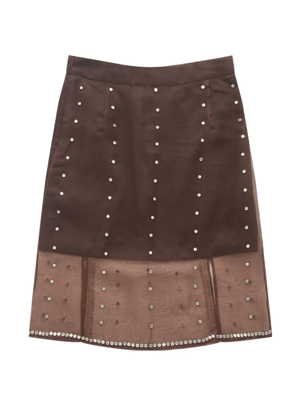 Wales Bonner Presence Studded Midi Skirt - Brown 