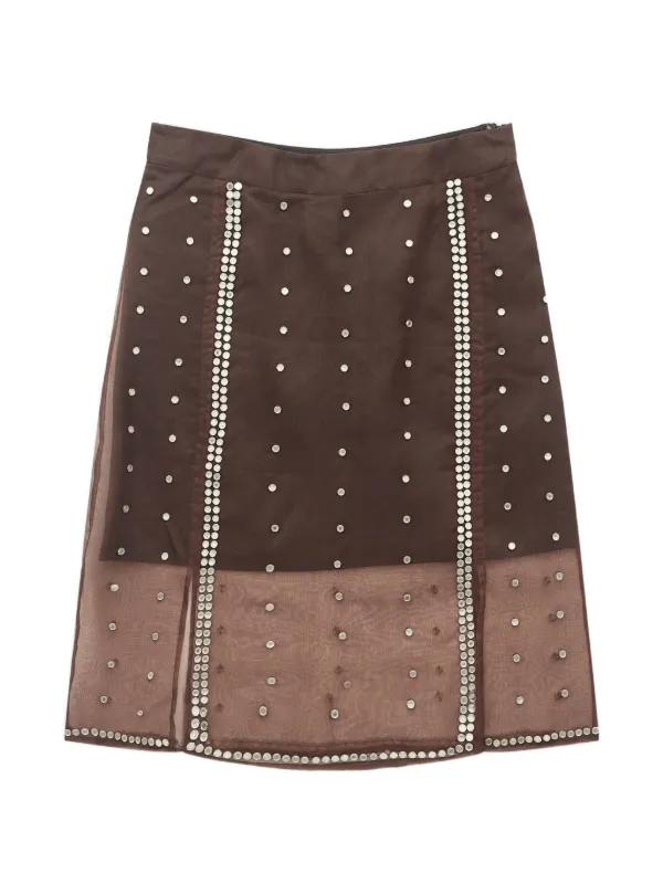 Wales Bonner Presence Studded Midi Skirt in Brown