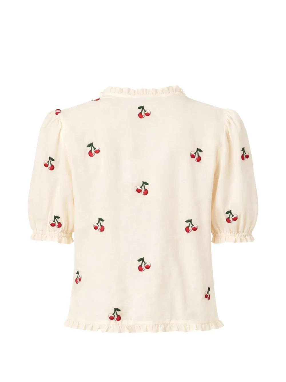 TWINSET Blouse met ruches en geborduurde kersen Beige
