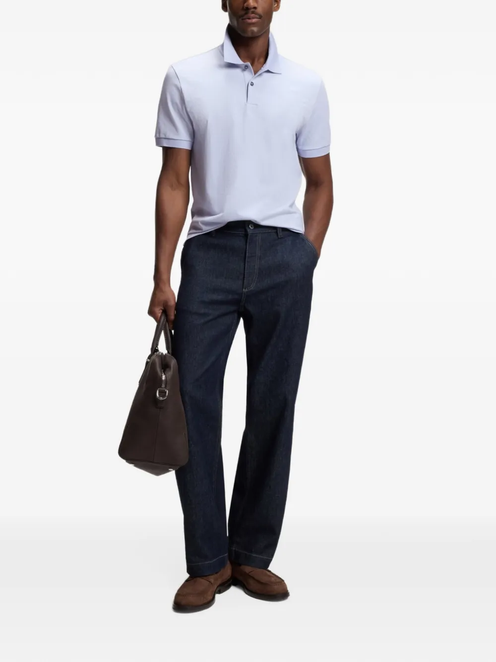 BOSS Katoenen poloshirt Blauw