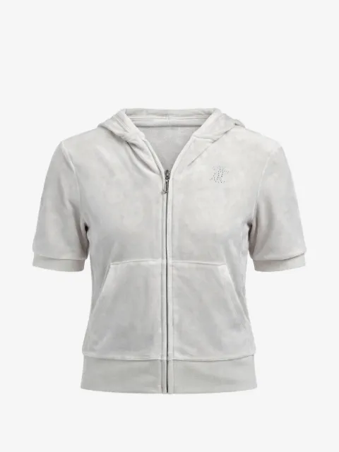 Juicy Couture Kids hoodie con logo diamante y cierre