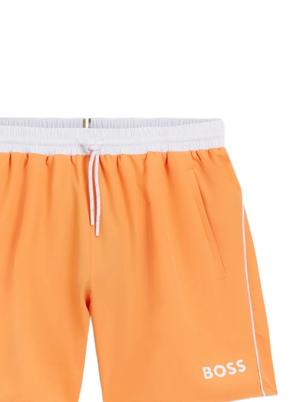BOSS Zwembroek met trekkoord en streep aan de zijkant Oranje
