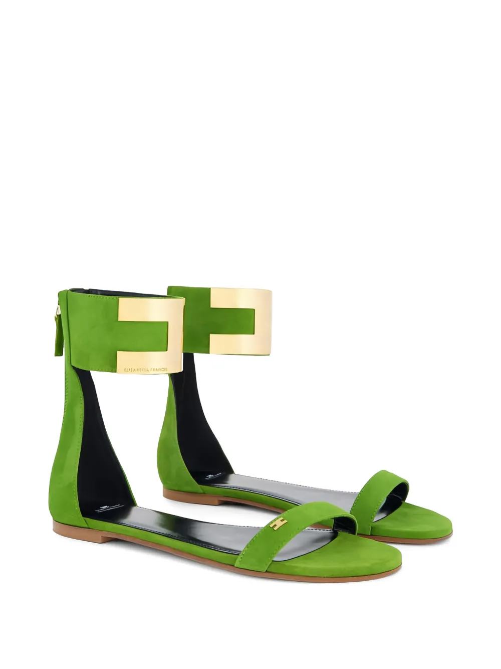 Elisabetta Franchi Sandalen met enkelbandje en logoplakkaat Groen