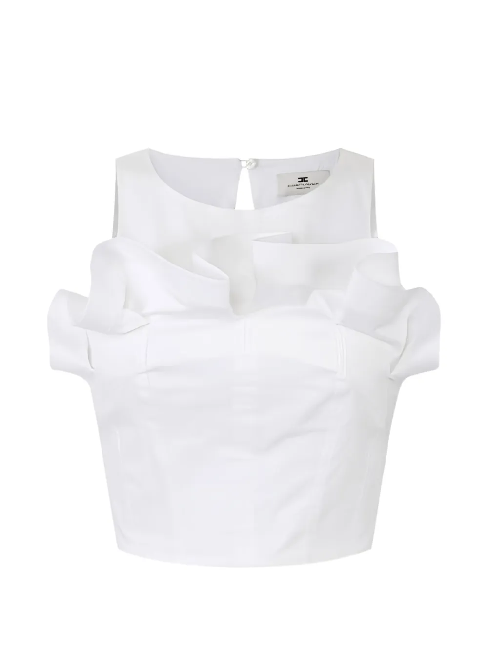 Elisabetta Franchi flounce crew neck top - Bianco