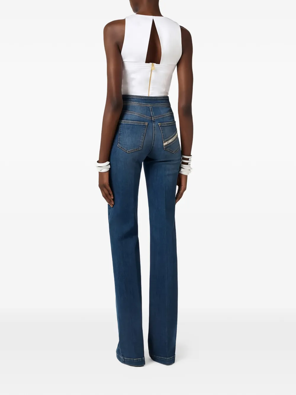 Elisabetta Franchi Flounce top met ronde hals Wit