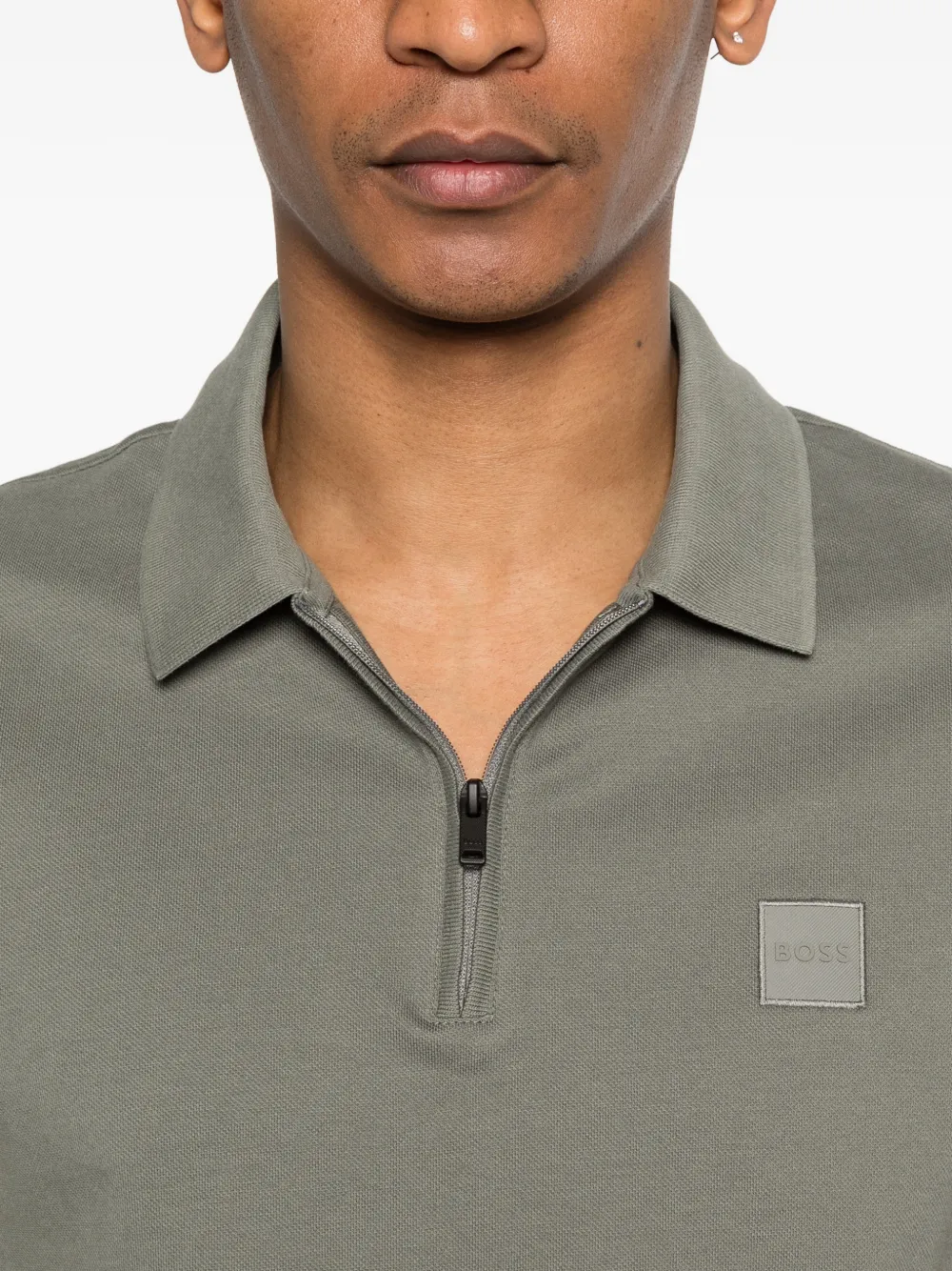 BOSS Poloshirt met rits Groen