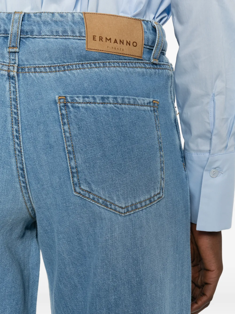 ERMANNO FIRENZE Jeans met wijde pijpen en vijf zakken Blauw
