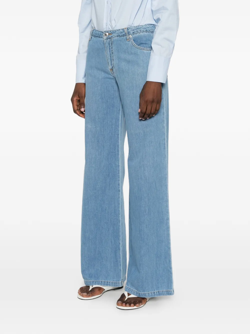 ERMANNO FIRENZE Jeans met wijde pijpen en vijf zakken Blauw