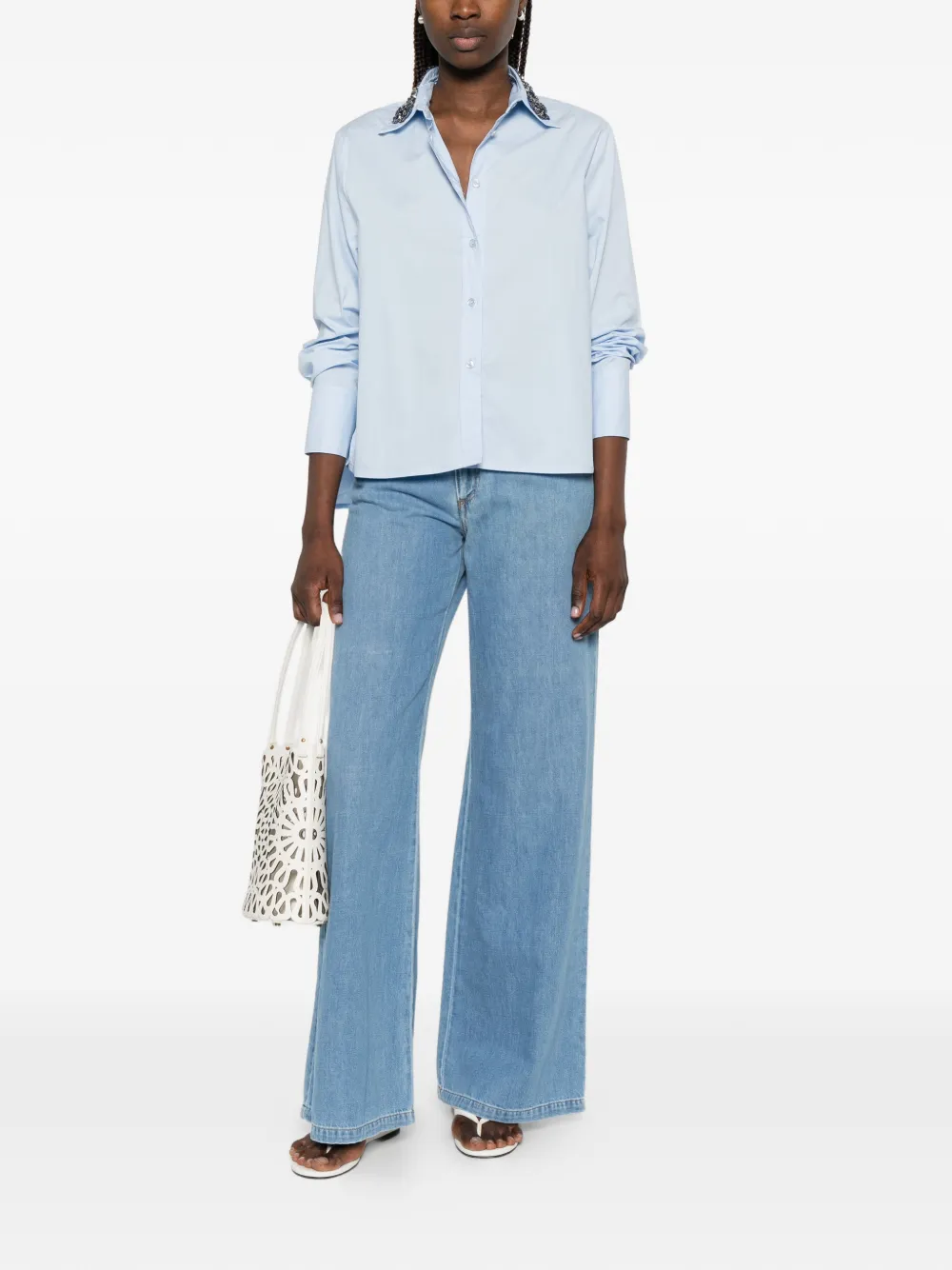 ERMANNO FIRENZE Jeans met wijde pijpen en vijf zakken Blauw