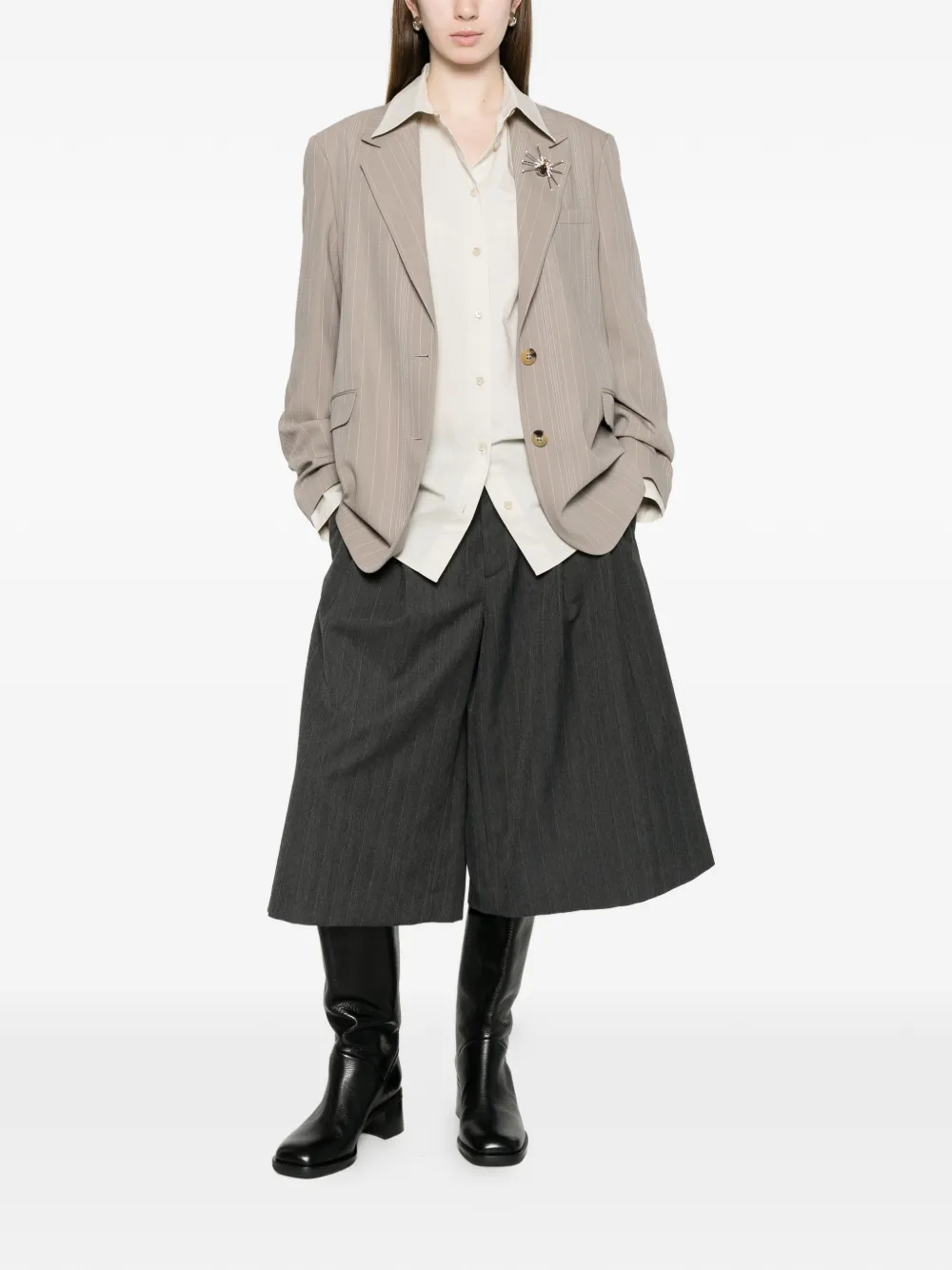  Golden Goose Pinstripe Embellished Blazer - Neutrals 