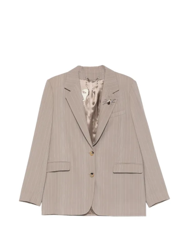 Golden Goose Pinstripe Embellished Blazer in Neutrals