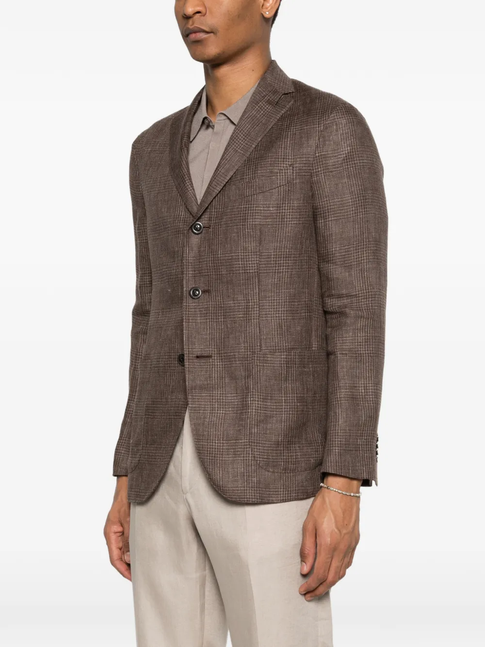  Boglioli Checked Single-breasted Jacket - Brown 