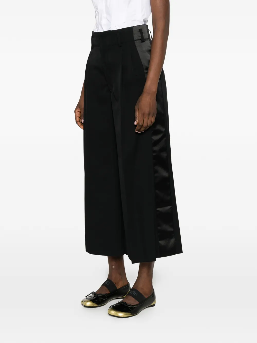 Comme Des Garçons Comme Des Garçons Plooibroek met satijnen vlakken Zwart