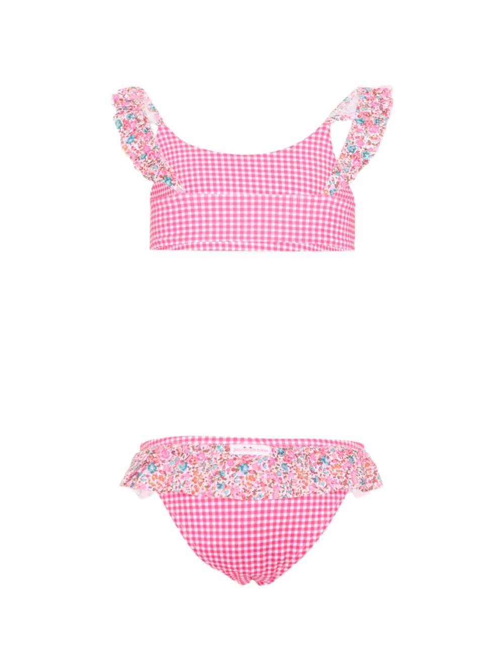 Pesciolino Rosso Kids Bikini met ruches en gingham ruit Roze